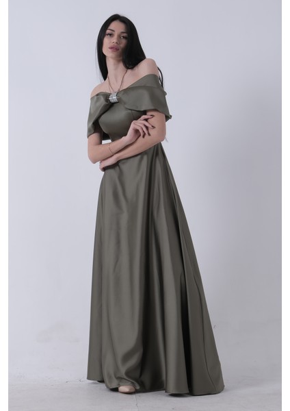 Haki Ön Göğüs Taş Detaylı Abiye 0801035.23