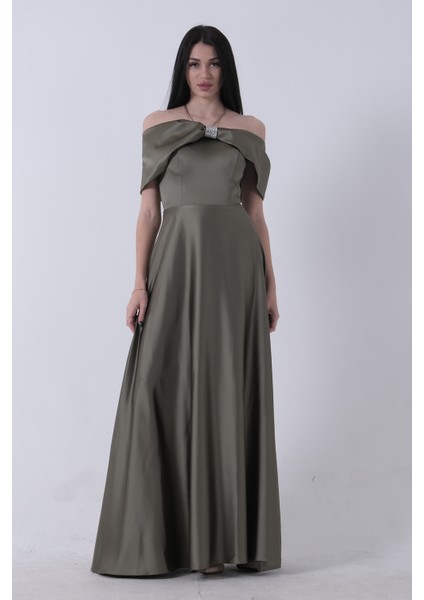 Haki Ön Göğüs Taş Detaylı Abiye 0801035.23 fiyatları