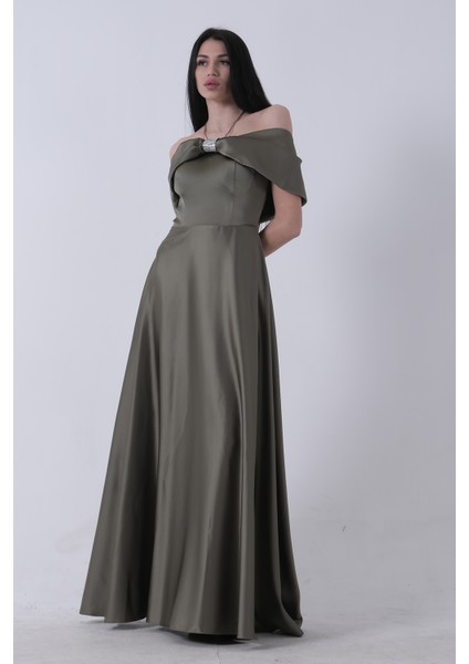 Haki Ön Göğüs Taş Detaylı Abiye 0801035.23 fırsatları