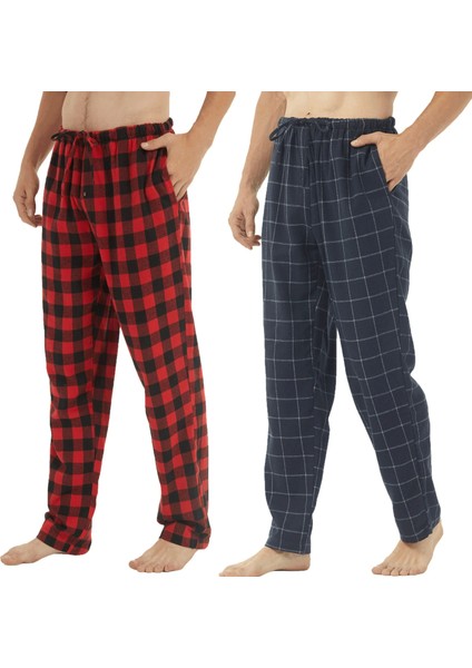 Pijalüx Erkek Kareli Poplin Cepli Alt Pijama