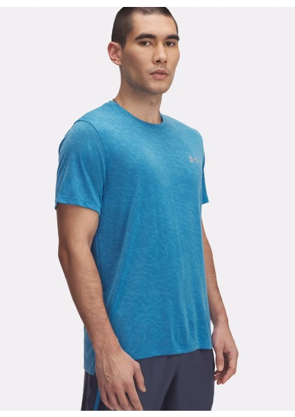 1386681-452 Ua Launch Camo Shortsle Mavi Yuvarlak Yaka Fitted Erkek T-Shirt