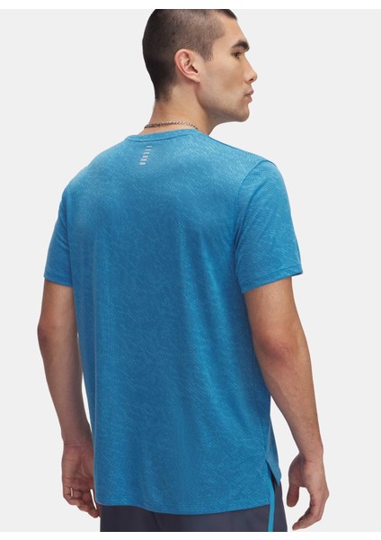 1386681-452 Ua Launch Camo Shortsle Mavi Yuvarlak Yaka Fitted Erkek T-Shirt
