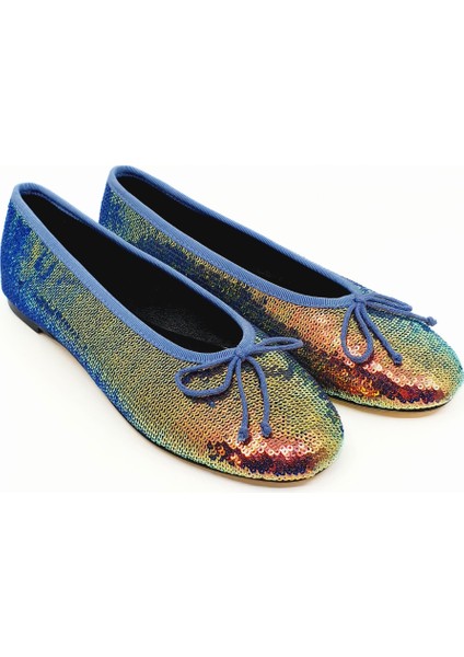 Positano Multicolor Metalik Payetli Babet