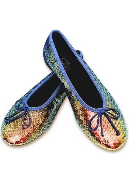 Positano Multicolor Metalik Payetli Babet