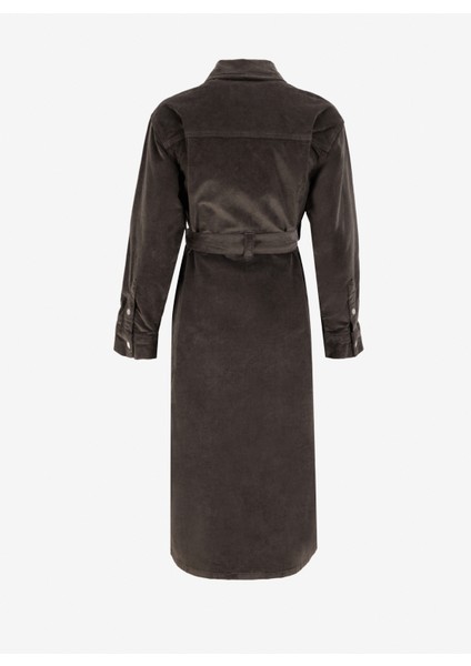 Gömlek Yaka Koyu Gri Standart Kadın Elbise DT10906 fiyatları