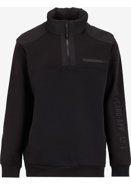 Gmg Fırenze Dik Yaka Siyah Erkek Sweatshırt GU24MFW08022