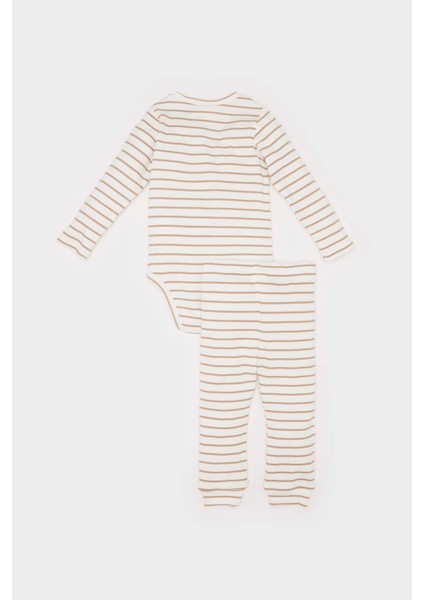Erkek Bebek 2'li Takım Çizgili Fitilli Kaşkorse Uzun Kollu Çıtçıtlı Body Beli Lastikli Alt E6303A525SP indirimleri