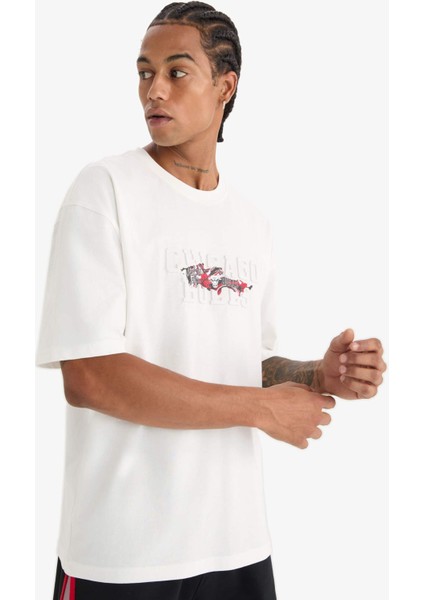 Defactofit Nba Chicago Bulls Oversize Geniş Kalıp Bisiklet Yaka Kısa Kollu TIŞÖRT E0071AX25SP fırsatları