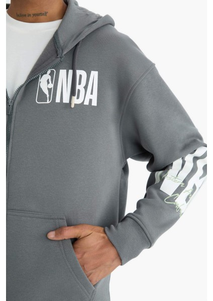 fit Nba Wordmark Oversize Geniş Kalıp Cepli Kalın Fermuarlı SWEATSHIRT D8615AX25SP