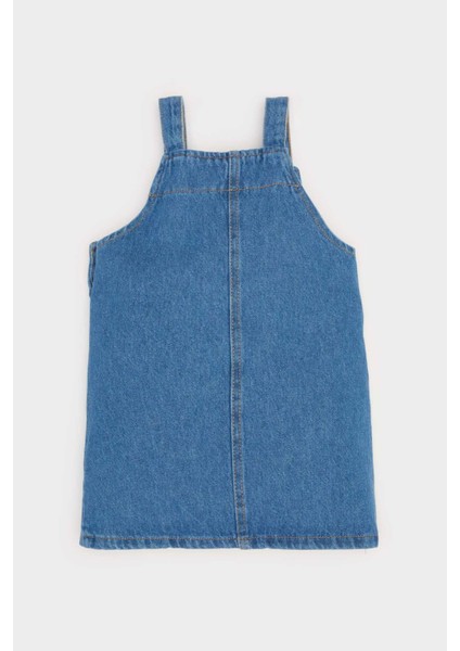 Kız Bebek Çiçekli Askılı Jean Elbise E0468A525SP