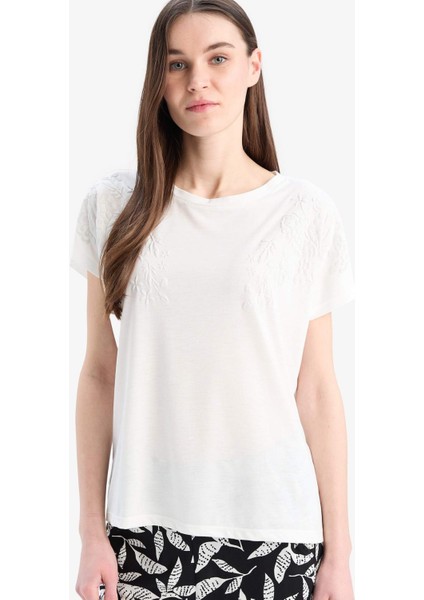 Regular Fit Bisiklet Yaka Basic Düz Kısa Kollu Tişört E0918AX25SP