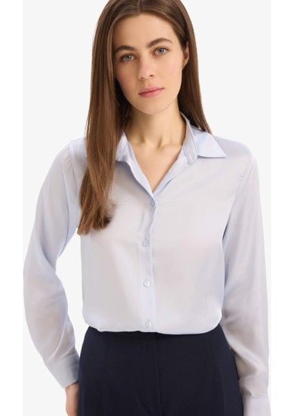 Regular Fit Saten Uzun Kollu Gömlek Z2989AZ25SP