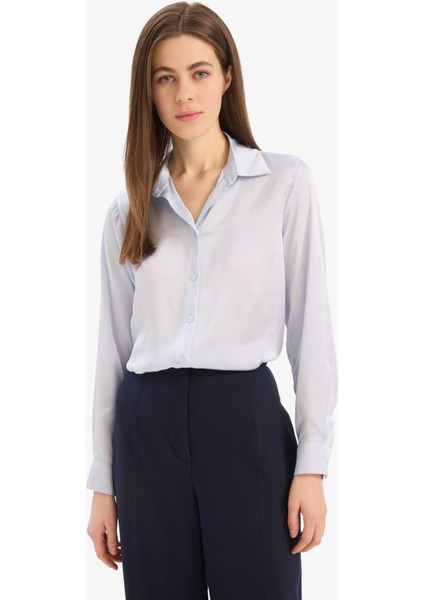 Regular Fit Saten Uzun Kollu Gömlek Z2989AZ25SP