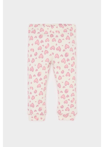 Kız Bebek 2'li Takım Leopar Desenli Fitilli Kaşkorse Uzun Kollu Çıtçıtlı Body Uzun Alt E6308A525SP