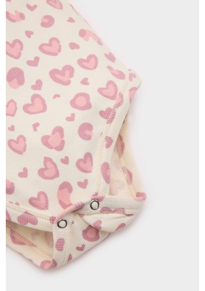 Kız Bebek 2'li Takım Leopar Desenli Fitilli Kaşkorse Uzun Kollu Çıtçıtlı Body Uzun Alt E6308A525SP