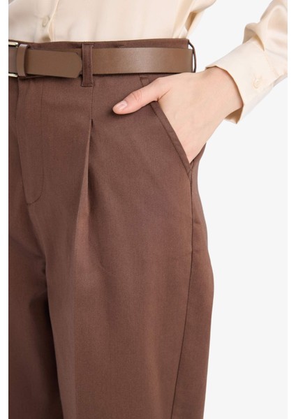 Carrot Fit Kemerli Klasik Pantolon Yüksek Bel Dar Paça Piliseli Basic Düz Kısa Paça D4282AX25SM modelleri