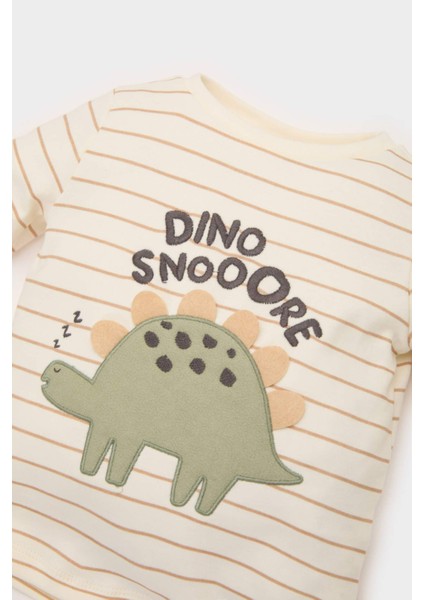 Erkek Bebek Pijama Takımı Dinazor Baskılı Uzun Kollu Üst Beli Lastikli Uzun Alt E6936A525SP