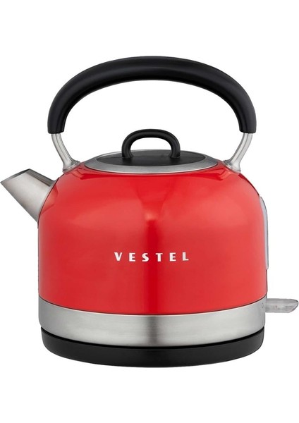 Retro Kırmızı 2200 W 1.7 Lt Celık Kettle