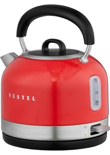 Retro Kırmızı 2200 W 1.7 Lt Celık Kettle fiyatları