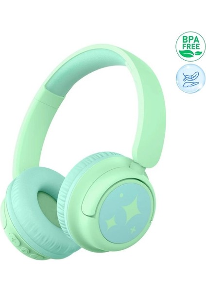 Güvenli Ses Sınırlı 60 Saat Oynatma Süreli Bluetooth Çocuk Kulaklığı Yeşil