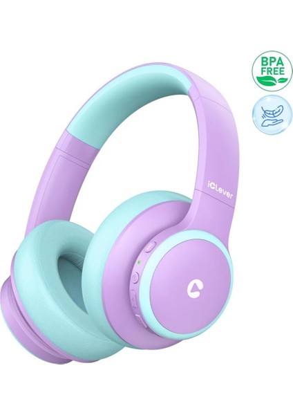 Gürültü Önleyici Ses Sınırlı 60 Saat Oynatma Süreli Bluetooth Çocuk Kulaklığı Lila