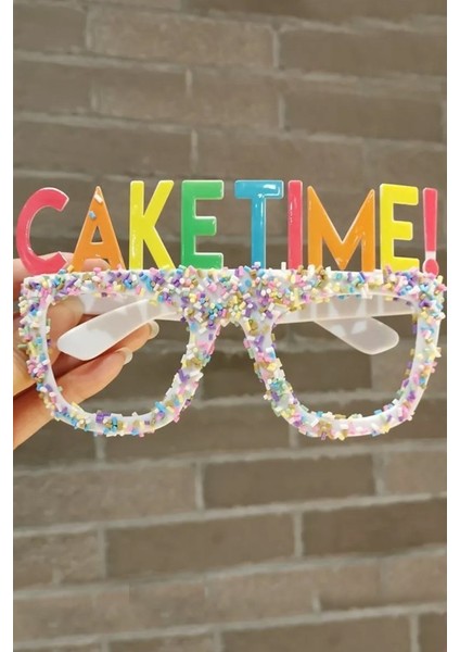 Eğlenceli Parti Gözlüğü Cake Tıme Beyaz fırsatları