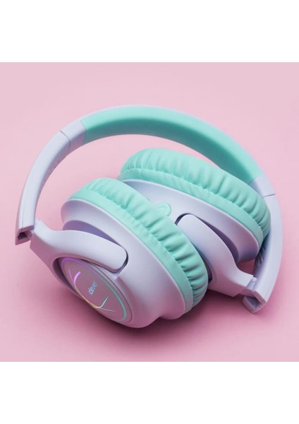 LED Işıklı Güvenli Ses Sınırlı 45 Saat Oynatma Süreli Bluetooth Çocuk Kulaklığı Lila fiyatları