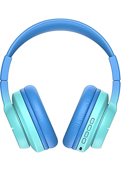 LED Işıklı Güvenli Ses Sınırlı 85 Saat Oynatma Süreli Bluetooth Çocuk Kulaklığı Açık Mavi