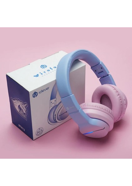 LED Işıklı Güvenli Ses Sınırlı 85 Saat Oynatma Süreli Bluetooth Çocuk Kulaklığı Granit Pembe