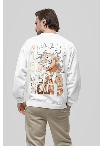 Monkey D. Luffy Nika Gear 5 Baskılı Oversize Anime Sweatshirt