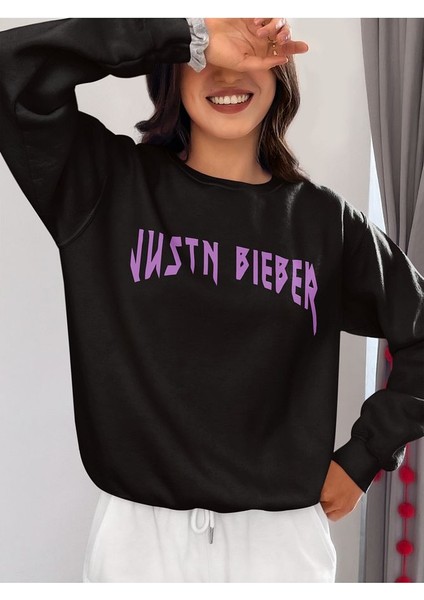 Justin Bieber Baskılı Oversize Tasarım Şarkıcı Sweatshirt