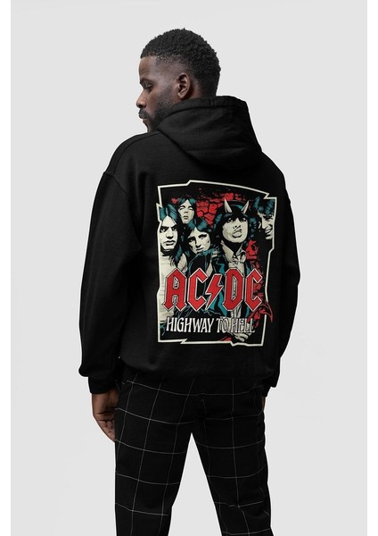 Ac Dc Highway To Hell Yazılı Oversize Müzik Grubu Rock Metal Hoodie