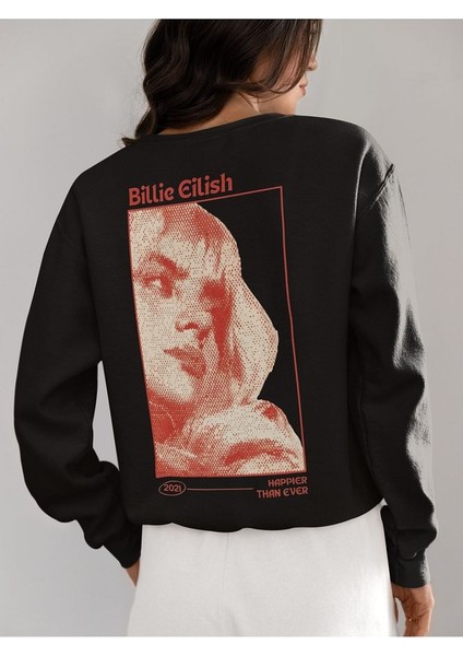 Tasarım Billie Eilish Baskılı Oversize Şarkıcı Sweatshirt