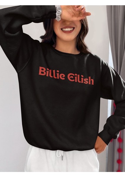 Tasarım Billie Eilish Baskılı Oversize Şarkıcı Sweatshirt fırsatları