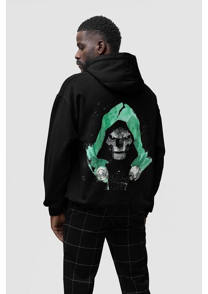 Tasarım Doctor Doomsday Baskılı Oversize Marvel Hoodie