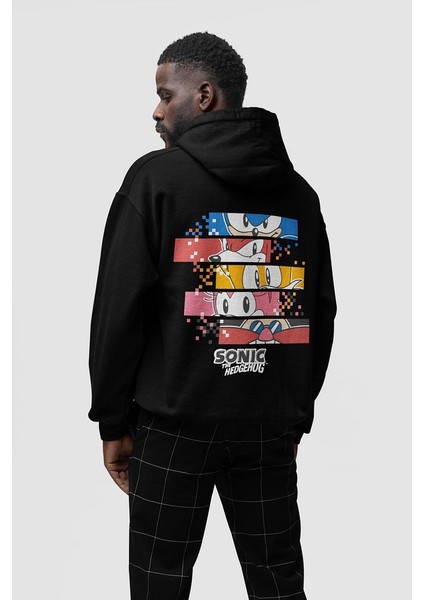 Sonic The Hedgehog Baskılı Oversize Çizgi Film Hoodie