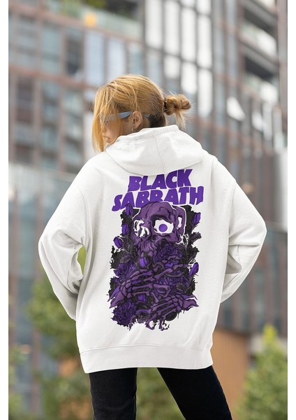 Black Sabbath Kurukafa Baskılı Oversize Müzik Grubu Rock Metal Hoodie