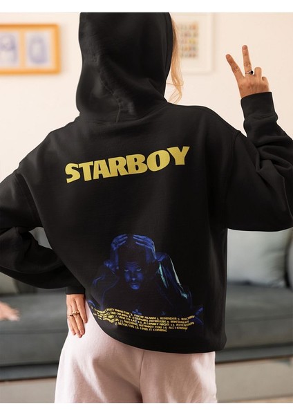 The Weeknd Starboy Baskılı Oversize Rapper Hoodie