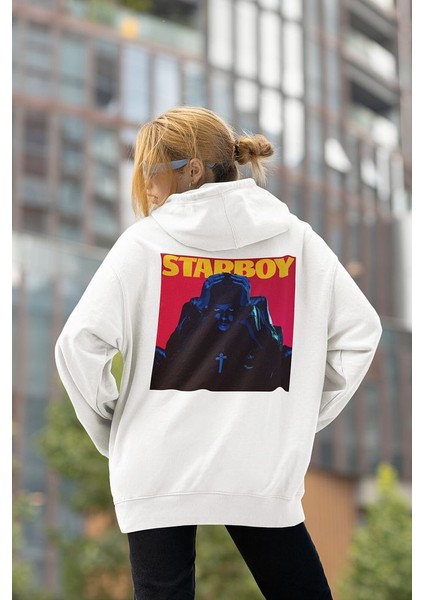 The Weeknd Baskılı Oversize Tasarım Şarkıcı Starboy Hoodie