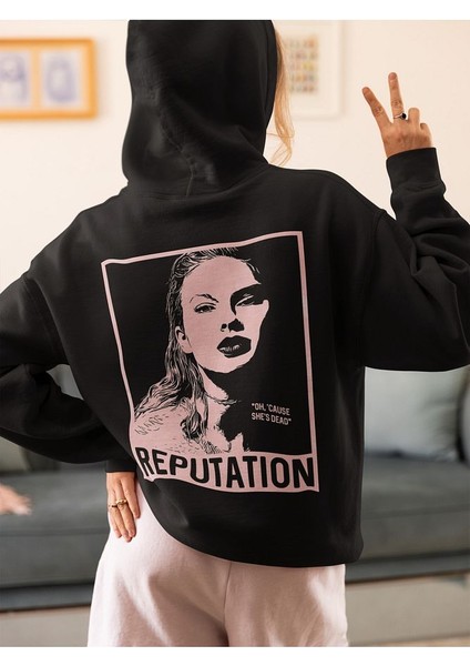 Taylor Swift Reputation Baskılı Oversize Şarkıcı Hoodie