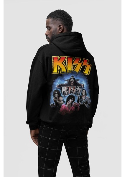 Kiss Baskılı Oversize Müzik Grubu Rock Metal Hoodie indirimleri