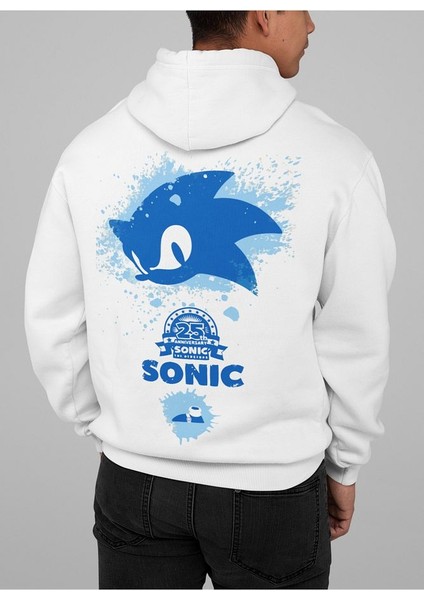 Sonic Baskılı Oversize Çizgi Film Hoodie
