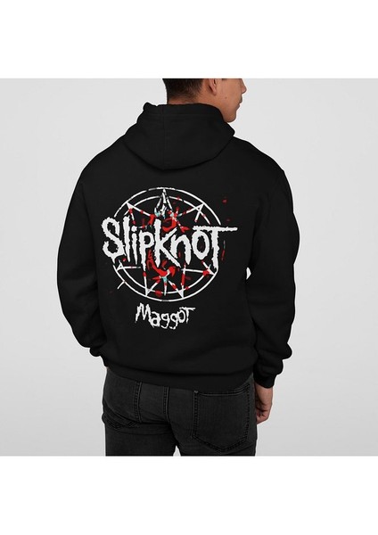 Slipknot Maggot Yazılı Oversize Müzik Grubu Rock Metal Hoodie indirimleri