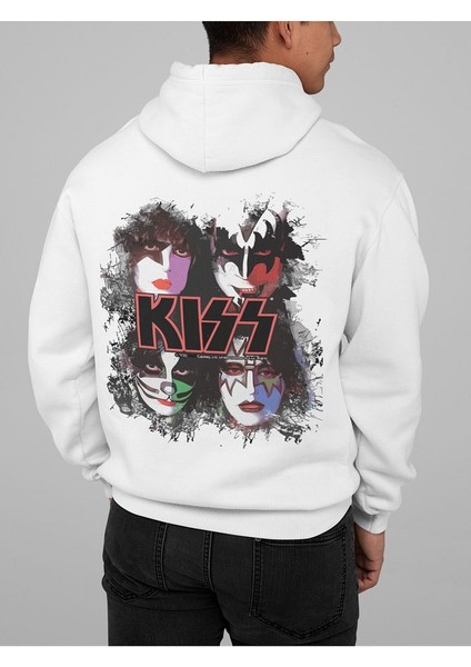 Kiss Baskılı Oversize Müzik Grubu Rock Metal Hoodie