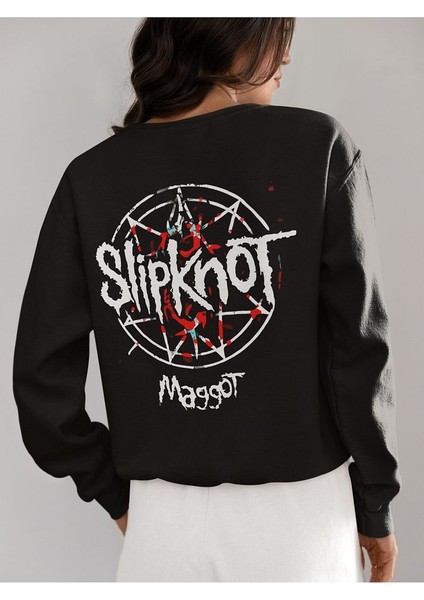 Slipknot Maggot Baskılı Oversize Müzik Grubu Sweatshirt