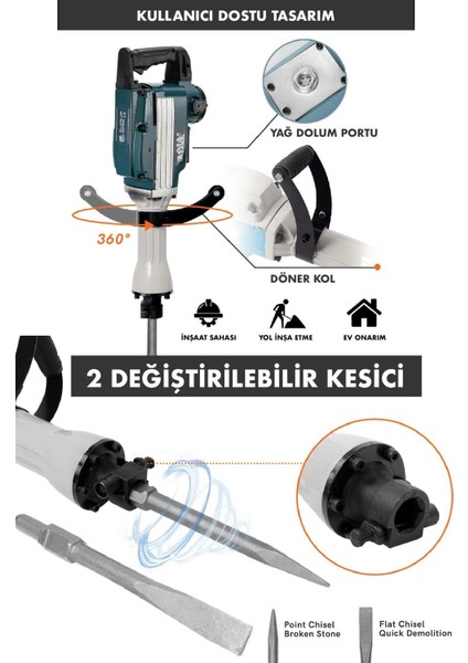1800W Darbeli 16 Kg Kırıcı Delici Hilti