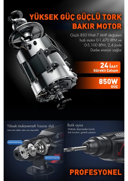 850W Darbeli Metal Şanzıman Kırıcı Delici Hilti Matkap