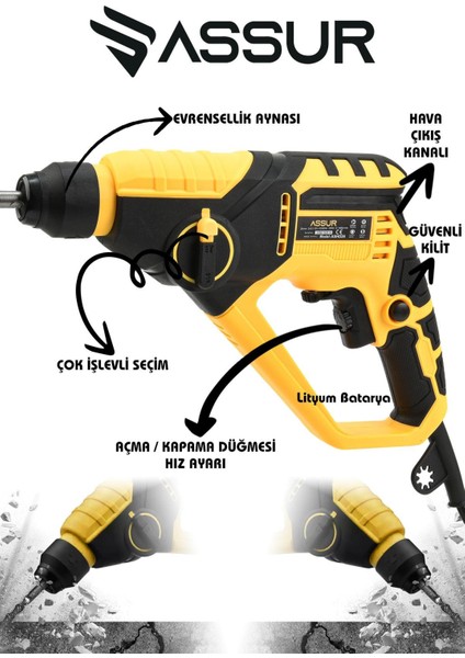 250W 2 Kademeli Bakır Sargılı Darbeli Kırıcı Delici Hilti
