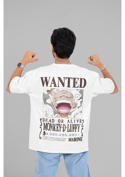 Monkey D. Luffy Wanted Yazılı Unisex Oversize Anime Tişört