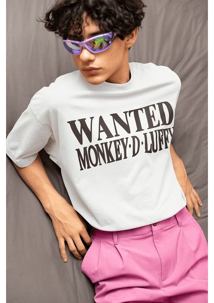 Monkey D. Luffy Wanted Yazılı Unisex Oversize Anime Tişört fiyatları